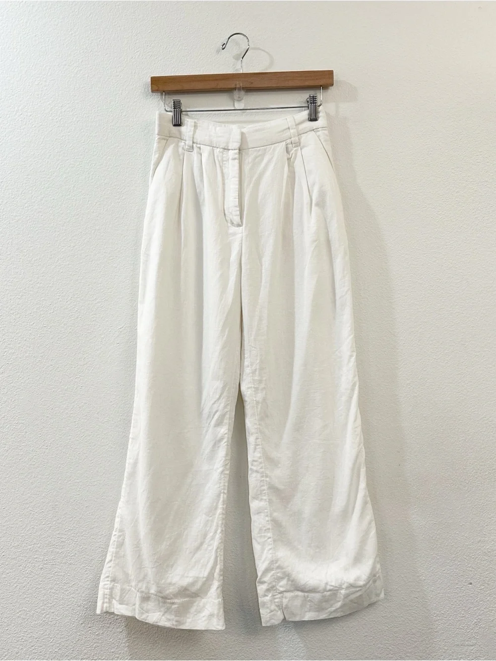 Abercrombie & Fitch Sloane Linen-Blend Tailored Wide Leg Pant White Size XS - Picture 4 of 13